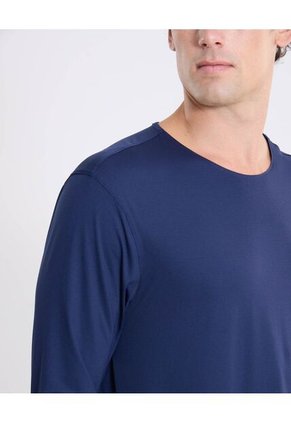 Camiseta Manga Larga Bonding Activo  Para Hombre Azul Atmos
