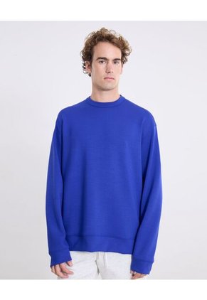 Buzo Oversize Cuello Redondo Plush  Para Hombre Azul Atmos