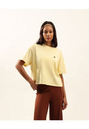 Camiseta Amplia Con Estampado  Para Mujer Amarillo Atmos