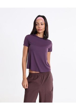 Camiseta Manga Corta Básica Training Con Bond  Para Mujer Morado Atmos