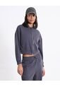 Buzo Hoodie Crop Full Zipper Plush  Para Mujer Gris Atmos de Atmos