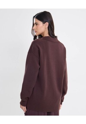 Saco Tejido Cuello V Estructurado  Para Mujer Crema Atmos