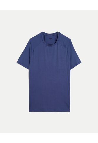 Camiseta Regular Fit Corte Angular  Para Hombre Azul Atmos Atmos