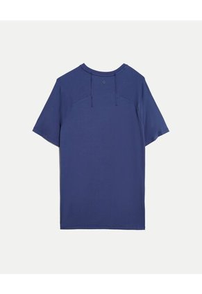 Camiseta Regular Fit Corte Angular  Para Hombre Azul Atmos