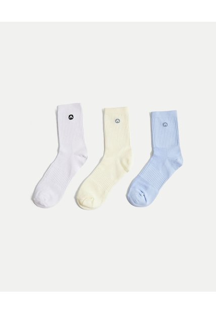 Pack X 3 Medias Caña Media En Microfibra X3 Para Mujer Crema Atmos
