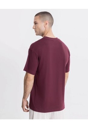 Camiseta  Para Hombre Manga Corta Cuello Redondo Color Vino Marca Atmos #32090277
