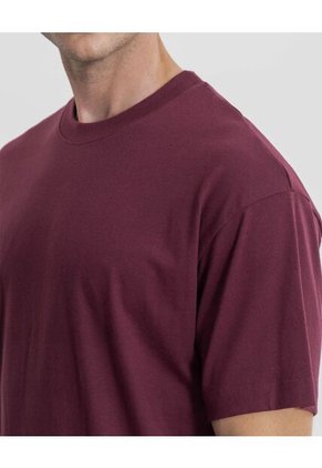 Camiseta  Para Hombre Manga Corta Cuello Redondo Color Vino Marca Atmos #32090277
