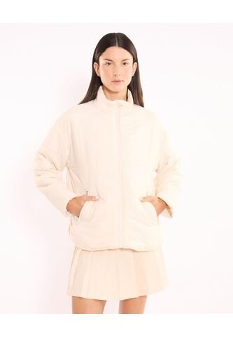 Chaqueta Acolchada Termoactiva Con Cuello Alto  Para Mujer Beige Atmos Atmos