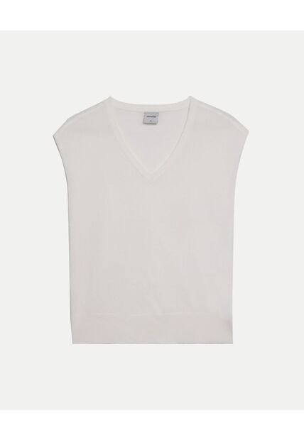 Camiseta  Para Mujer Manga Sisa Cuello V Color Blanco Marca Atmos #31090332