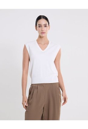 Camiseta Para Mujer Manga Sisa Cuello V Color Blanco Marca Atmos #31090332