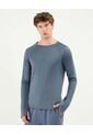 Camiseta Para Hombre Manga Larga Cuello Redondo Color Azul Marca Atmos #32090205 de Atmos