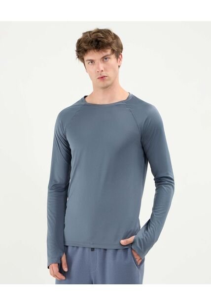 Camiseta Para Hombre Manga Larga Cuello Redondo Color Azul Marca Atmos #32090205