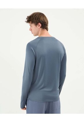 Camiseta Para Hombre Manga Larga Cuello Redondo Color Azul Marca Atmos #32090205