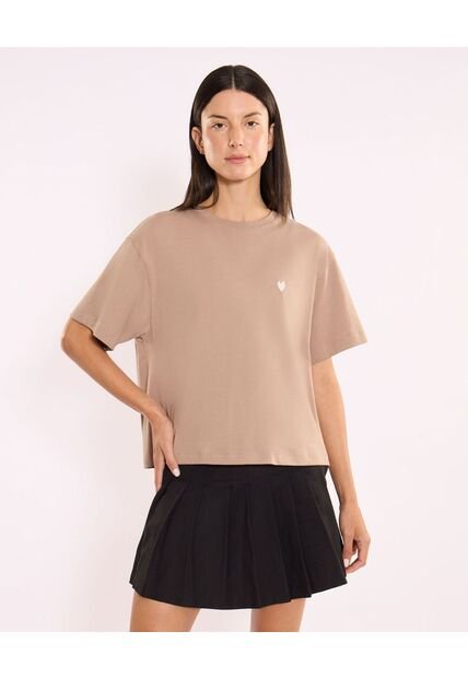 Camiseta Para Mujer Manga Corta Cuello Redondo Color Café Marca Atmos #31090338