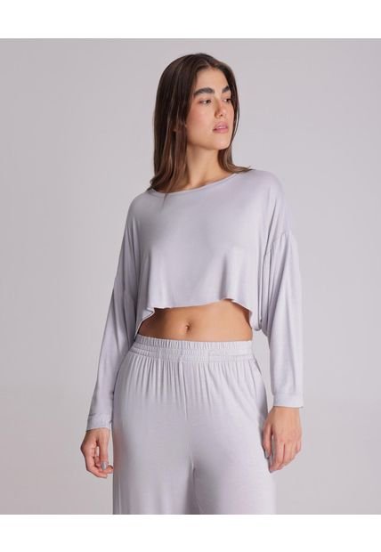 Camiseta Para Mujer Manga Larga Color Gris  Marca Atmos #31090118