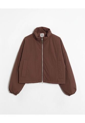 Chaqueta Crop Cuello Alto Ligera  Para Mujer Café Atmos Atmos