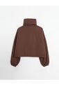 Chaqueta Crop Cuello Alto Ligera  Para Mujer Café Atmos de Atmos
