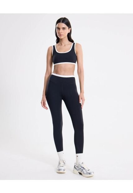 Top Soporte Medio Cortes Contraste  Para Mujer Negro Atmos