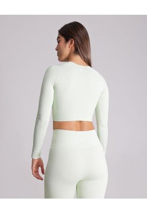 Camiseta Seamless Manga Larga Para Mujer Deportiva Color Verde Marca Atmos
