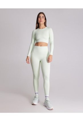 Camiseta Seamless Manga Larga Para Mujer Deportiva Color Verde Marca Atmos