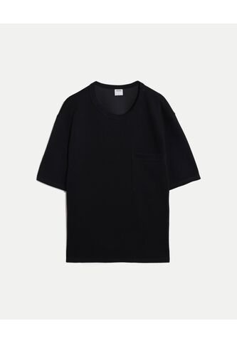 Camiseta Relaxed Fit Manga Corta Con Bolsillo  Para Hombre Negro Atmos Atmos