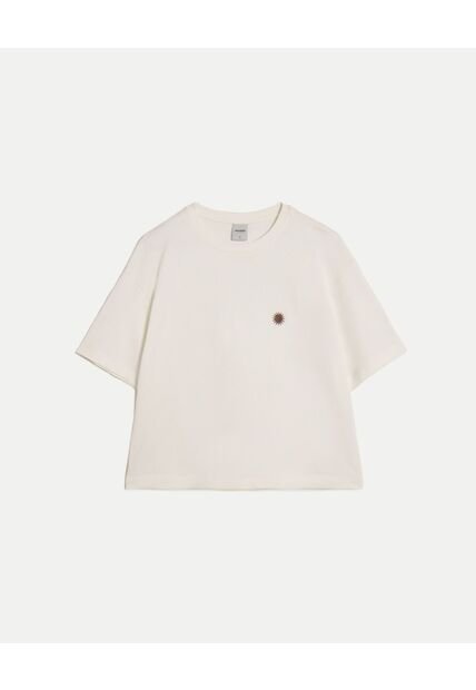 Camiseta Amplia Con Estampado  Para Mujer Blanco Atmos