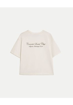 Camiseta Amplia Con Estampado  Para Mujer Blanco Atmos