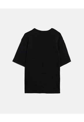 Camiseta Relaxed Fit Manga Corta Con Bolsillo  Para Hombre Negro Atmos