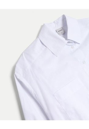 Camisa Crop Con Bolsillo Frontal  Para Mujer Blanco Atmos