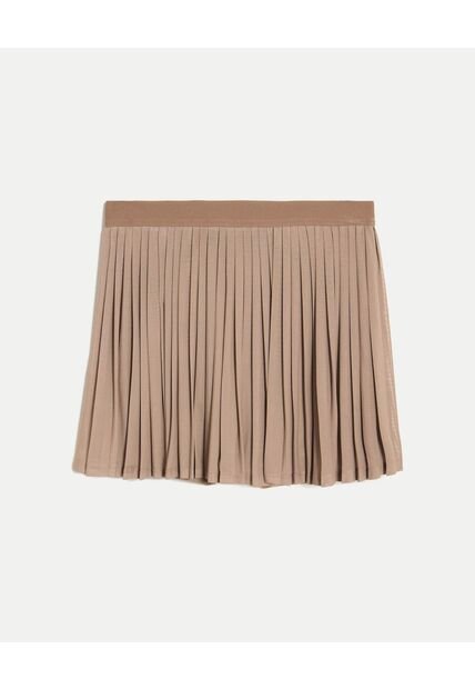 Falda Mesh Plisada Con Biker  Para Mujer Café Atmos