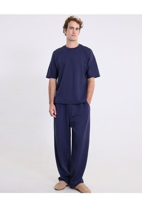 Camiseta Amplia Manga Ranglan Plush  Para Hombre Azul Atmos