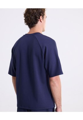 Camiseta Amplia Manga Ranglan Plush  Para Hombre Azul Atmos