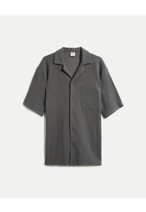 Camisa Para Hombre Sobrecamisa Manga Corta Color Gris Marca Atmos #32010002