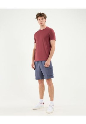 Camiseta Para Hombre Manga Corta Cuello Redondo Color Vino Marca Atmos #32090201