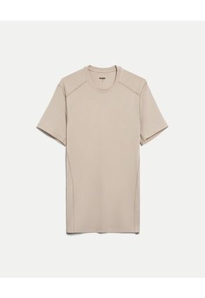 Camiseta Para Hombre Manga Corta Cuello Redondo Color Beige Marca Atmos #32090256