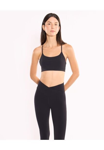 Top Con Tiras Soporte Bajo Aerius Skin  Para Mujer Negro Atmos