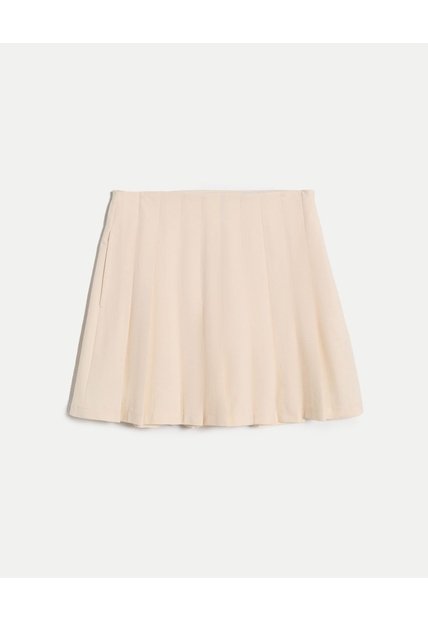 Falda Tableada Silueta Fluida Para Mujer  Deportiva  Color Beige Marca Atmos