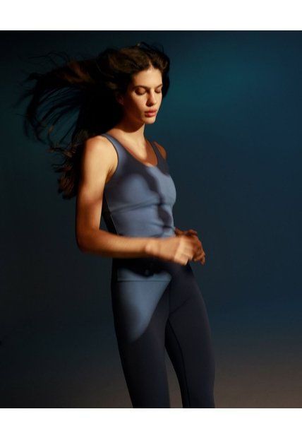 Camiseta Tank Top Aerius Skin Para Mujer  Deportiva  Color Azul Marca Atmos
