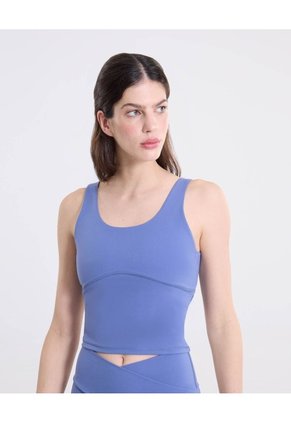 Camiseta Tank Top Aerius Skin Para Mujer Deportiva Color Azul Marca Atmos