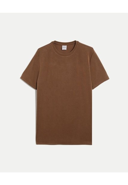 Camiseta Slim Fit Básica Plush  Para Hombre Café Atmos