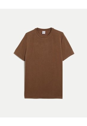 Camiseta Slim Fit Básica Plush Para Hombre Café Atmos