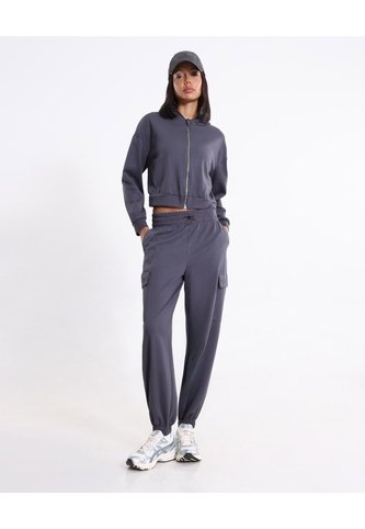 Buzo Hoodie Crop Full Zipper Plush Para Mujer  Deportiva  Color Gris Marca Atmos Atmos