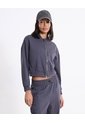 Buzo Hoodie Crop Full Zipper Plush Para Mujer  Deportiva  Color Gris Marca Atmos de Atmos