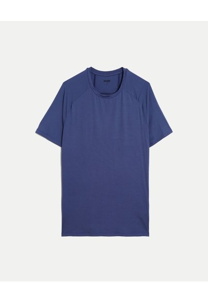 Camiseta Regular Fit Corte Angular  Para Hombre Azul Atmos
