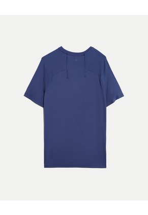 Camiseta Regular Fit Corte Angular  Para Hombre Azul Atmos