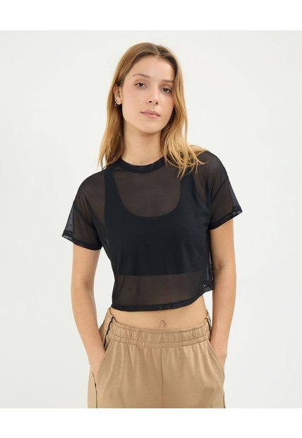 Camiseta Malla Deportiva Para Mujer  Deportiva  Color Negro Marca Atmos