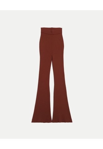 Pantalón Flare Tejido Tiro Alto Para Mujer  Deportiva  Color Terracota Marca Atmos Atmos