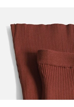 Pantalón Flare Tejido Tiro Alto Para Mujer Deportiva Color Terracota Marca Atmos