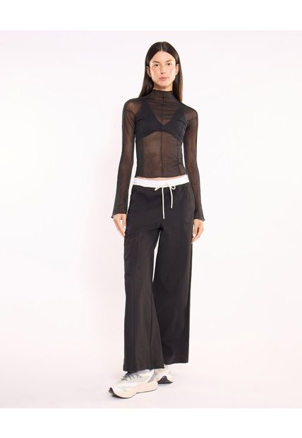 Pantalón Amplio Alotech Con Pretina Para Mujer  Deportiva  Color Negro Marca Atmos