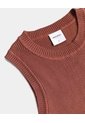 Camiseta Tejida Manga Sisa Acanalada Para Mujer  Deportiva  Color Terracota Marca Atmos de Atmos